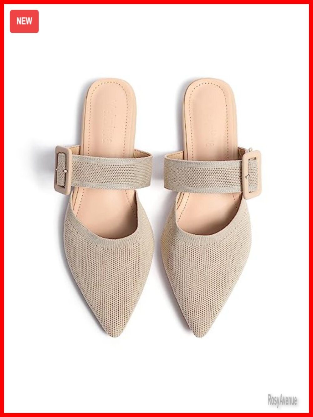 Women's Pointed Toe Mule Flats Slip On Knit Shoes with Memory Foam